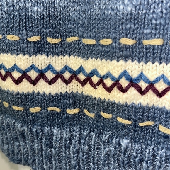 Classic Elements Autumn themed button down knit vest Sz M Blue - Picture 9 of 11